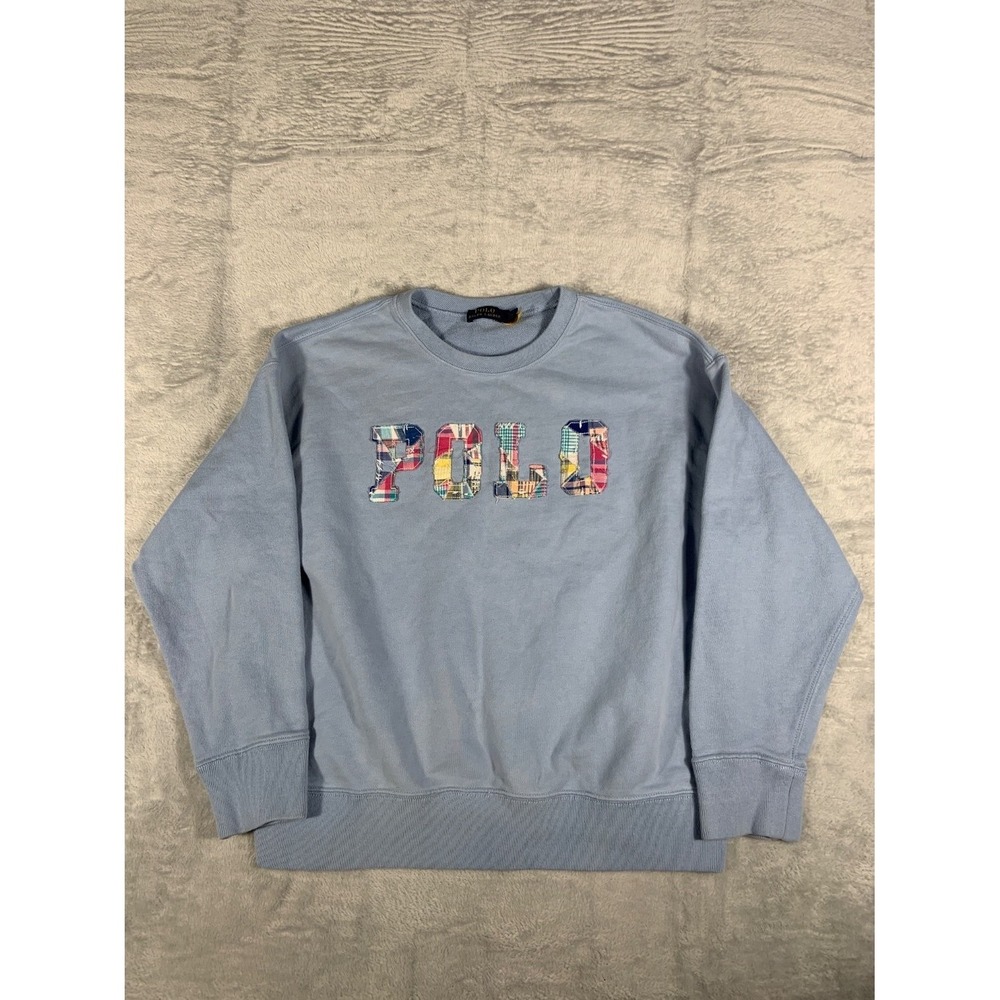 Polo Ralph Lauren Men's Sweatshirt L Blue Fleece Interior Crewneck Logo